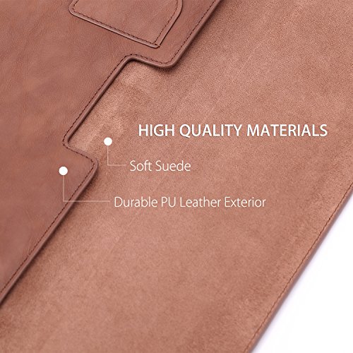 MoKo New MacBook 12 Zoll Laptop Hülle – PU Leder Tasche Nubuck Fibre Interior Notebooktasche Schutzhülle Wallet Case Leather Sleeve mit Karten-Slot für Macbook 12″ und Surface Pro 3 12″ 2015, Braun - 6