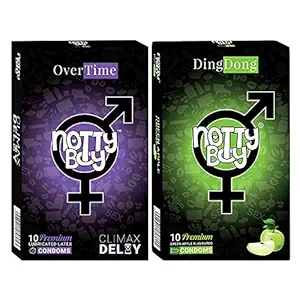 NOTTY BOY Climax Delay Extra Time and Apple Flavoured Condoms - (2x10s)