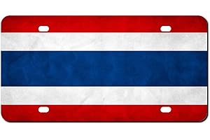 Higoss Marco de matrícula de la bandera de Tailandia, placa de matrícula frontal de metal de aluminio para automóvil, marco decorativo de cubierta de matrícula de 6 x 12 pulgadas