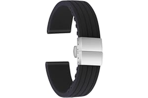 ULLCHRO Wysokiej jakości silikonowy pasek do zegarka zamiennik paska do zegarka - 16 mm, 18 mm, 20 mm, 22 mm, 24 mm gumowy pasek do zegarka z zapięciem ze stali nierdzewnej