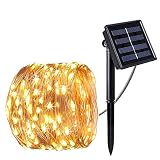 Solar Lichterkette,LUXJET® Wasserdichte Außenbeleuchtung Kupferdraht Solarleucht