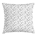 Produktbild DFBRV Fish Throw Pillow Cushion Cover, Abstract Sketchy Marine Life Inspired Illustration Line Art Underwater Theme, Decorative Square Accent Pillow Case, 18 X 18 inches, Black White Silver