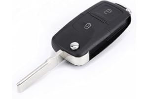 Riloer Llavero de coche con mando a distancia abatible de 2 botones, adecuado para Volkswagen Golf MK4 Volkswagen Bora
