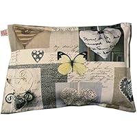 Zirbenkissen Motiv Herzen grau beige 100% Baumwolle (ohne Zusatz von Duftstoffen) mit Schutzengel Schlüsselanhänger