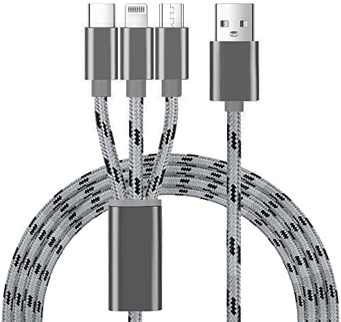 Multi Charging Cable,Homore 4.9ft(1.5m) 3 in 1 Braided Multi USB Cable Adpter Connector with Type C,8 Pin Lighting,Micro USB for iPhone,Samsung,LG,Nexus