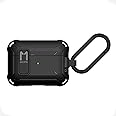 Aulumu A19 AirPods Pro Case [2nd/1st Generation] with Lock, Full-Body Protective Tough Cover with Carabiner, Compatible with Apple Airpods Pro(2022/2019) Protective Case for Men Women, Black