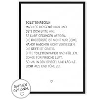 Toiletten-Regeln - Kunstdruck auf wunderbarem Hahnemühle Papier DIN A4 -ohne Rahmen- schwarz-weißes Bild Poster zur Deko im Büro / Wohnung / als Geschenk Mitbringsel... witzige WC Klo-Ordnung
