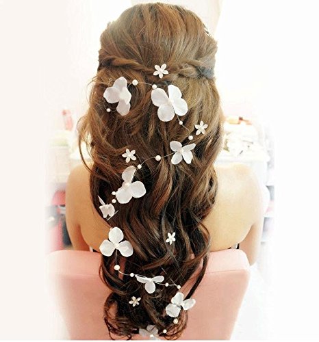 OUYANG Accessoires de cheveux de la main fleur ruban perle mariage