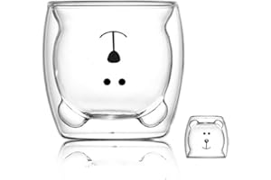 BigNoseDeer Tazza di caffè Doppia Parete isolata Bicchieri Animale Carino tè Latte Coppe Regalo Originale per Natale Ringraziamento Amici (Sorriso Orso)