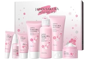 Autmor Juego De Cuidado Facial Diario Para NiñAs Adolescentes,Kit Facial Hidratante Y Nutritivo Y Control De Aceite, Sakura Gentle Skin Cleansing & Care Women Gift Set Para Todos Los Tipos De Piel