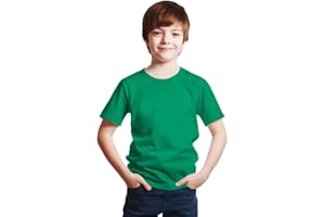 NetSetUK Kids Short Sleeve Crew Neck T Shirts Unisex Classic Fit Plain Cotton Rich Top UK (3 to 15 Years)