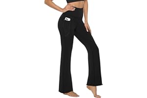 Chumix Damskie Wysokie Biodrówki Jogger Yoga Spodnie z Kieszeniami - Oddychające, Nieprześwitujące, Dopasowane Rozszerzane Do Ćwiczeń, Pracy i Codzienności