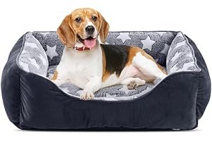 MIXJOY Medium Dog Bed Washable(64x53cm), Super Soft Cosy Dog Beds Grey Pet Bed, Premium Grey Rectangle Puppy Bed for Small Medium Large Dogs, Ideal for Labrador, Chihuahua, Springer Spaniel, etc