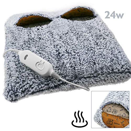 Preisvergleich Produktbild PrimeMatik - Heizkissen Elektrische Wärmekissen mit Löchern für Füsse Einstellbarer Temperatur 24W grau 38x38cm