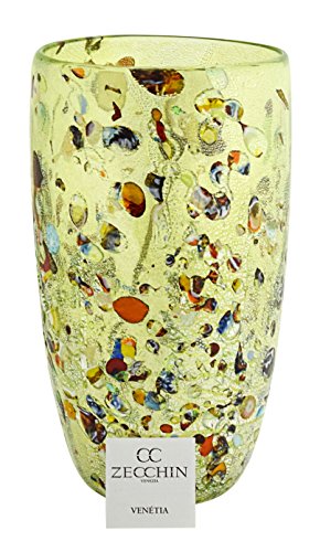 VASO CONICO ARLECCHINO BIG Vase Glas Blattgold Murrine Made Italy Venedig Murano - 2