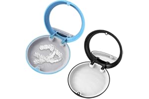 KIRZAX 2 Pezzi Porta Apparecchio Denti,con specchio,Porta Bite Dentale Portatile,Contenitore per Protesi Dentarie, Scatola per apparecchi ortodontici,per Paradenti,dentiere(Nero + Blu)