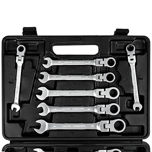 TecTake 12-tlg Ratschenschlüssel Satz Set Gelenk Ringmaul Ring Maul Ratsche Schlüssel - 3