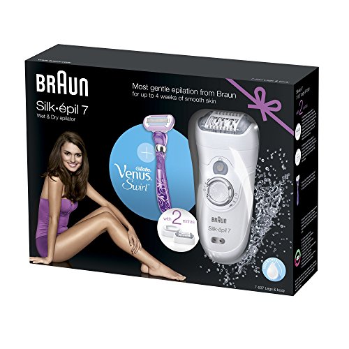 Braun Silk Epil 7 7-573 Women's Wet and Dry Cordless Epilator with 2 Attachments and Bonus Gillette Venus Swirl… - Image 4