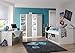Produktbild lifestyle4living Jugendzimmer Komplett-Set in weiß und grau, 3-teilig für Mädchen und Junge mit Kleiderschrank, Bett und Schreibtisch