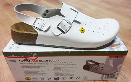 Wellness-Komfort ESD Herren Berufsclog Berufsschuhe Echt LEDER Weiß vers. Größen (43) - 2