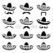 Produktbild Alu-Dibond-Bild 100 x 100 cm: "Mexican Sombrero hat with moustache or mustache icons", Bild auf Alu-Dibond