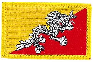 AKACHAFACTORY Patch Ricamato, Motivo Bandiera del Bhutan Stemma termoadesivo Stemma Backpack