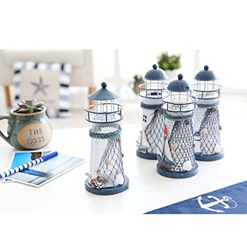 Gazechimp Vintage 13.5cm Metall Leuchtturm mit LED Leuchte Tisch Haus Dekoration - 6