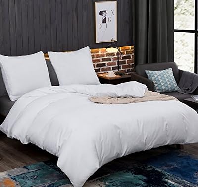 AYSW Sets de Housse de Couettes 220x240cm + 2taies d'oreillers 65x65cm Parure de lit pour 2 Personnes Blanc