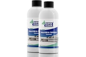SUPERCLEAN SUPER CLEAN Środek do głębokiego czyszczenia tapicerki i dywanów | Koncentrat do wszystkich rodzajów tapicerki, dywanów, foteli samochodowych, sof i kanap | 2 × 500 ml