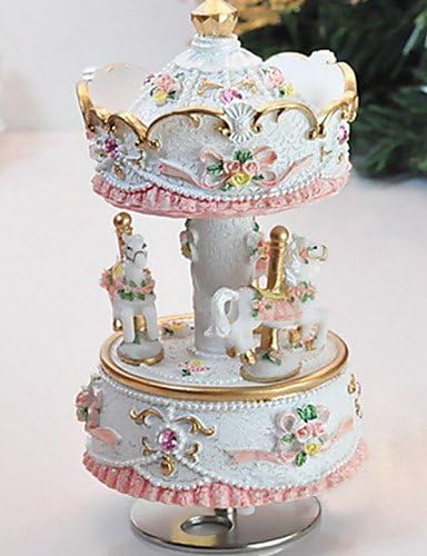 ZQ My Heart Will Go On Merry Go Round Music Box with Light (White)