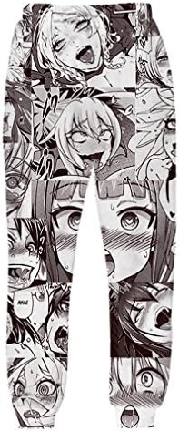 Unisex Funny Anime Ahegao 17D Print Hoodies Joggers Hipster Sexy Cartoon T-Shirt Sweatshirts Set