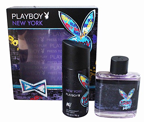 Playboy New York Set for Men: 100ml Eau De Toilette and 150ml Deodorant Spray