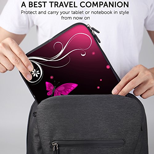 SIDORENKO Tablet PC Tasche f  r 10 - 10 1 Zoll   Universal Tablet Schutzh  lle   H  lle Sleeve Case Etui aus Neopren  Rosa   Schwarz