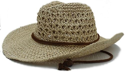 Fashionable Summer Women Men Toquilla Straw Cowboy Hat Cowgirl Hats For Gentleman Panama Jazz Hats Godfather Sombrero Cap DuoShengZhTG ( Color : Beige , Size : 58cm )