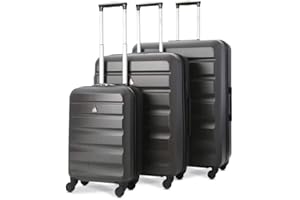 Aerolite Leichter ABS Hartschale 4 Rollen 3 Teilig Trolley Kofferset Koffer Gepäck-Set Reisekoffer Hartschalenkoffer Rollkoffer Gepäck, Kohlegrau