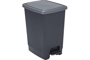 Sundis 4022001 Flat Bin Poubelle rectangulaire à pédale rétractable, polypropylène 30L, Noir et Anthracite