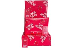 LIMALIMA Funny Adult I Love You Gift Wrap & Gift Tags Wrapping Paper Sheets Perfect for Valentine's Day Anniversary & Birthday Pack 2