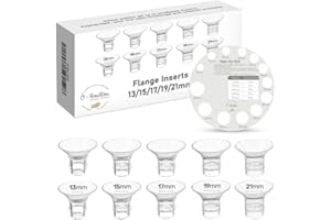 O-BOUBOU 10 inserti flangiati BPA Free 13/15/17/19/21mm - Compatibile con lo scudo flangiato da 24mm Momcozy S9/S12 Pro M5 /Nullie/KISSBOBO/Medela/Philips/Bellababy- Con scheda di misurazione per capezzoli