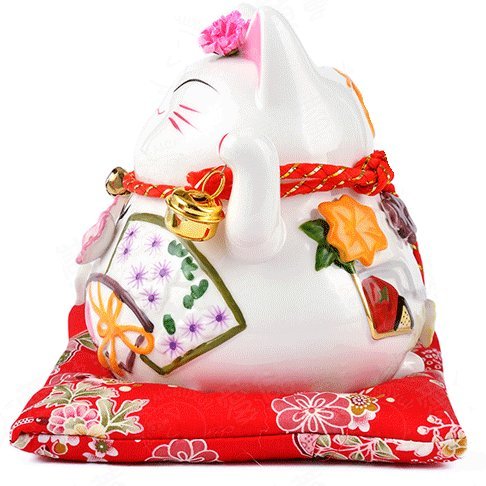 Japanische Maneki Neko Glückskatze aus Porzellan (Klein, 12 cm) - 4