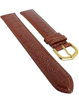 Minott Ersatzband Uhrenarmband Leder Band XL braun mit Ton-in-Ton Naht mit Krokoprägung 29579, Stegbreite:20mm...