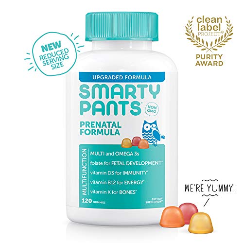 SmartyPants Prenatal Complete Gummy Vitamins: Multivitamin, Folate (Methylfolate), Vitamin K2, Vitamin D3, Methyl B12, Biotin, & Omega 3s DHA/EPA Fish Oil, 180 count (30 Day Supply)