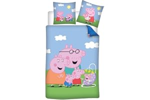 Peppa Pig Familj Påslakan 140x200 + Örngott 65x65 Polyester-Bomull Trädgård