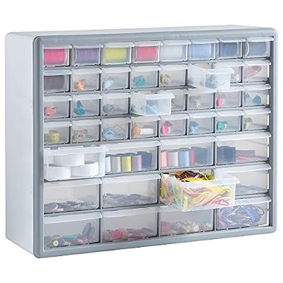 VonHaus Casier/Armoire de Rangement 44 Tiroirs/Compartiments – Blanc/Gris
