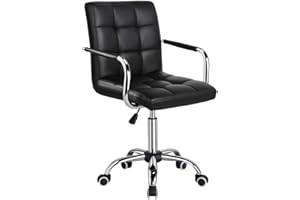 CRIS NAILS SL Silla de Oficina Giratoria Taburete de Trabajo Bar Altura Ajustable Carga MAX 120Kg con Respaldo Blanco (Negro)