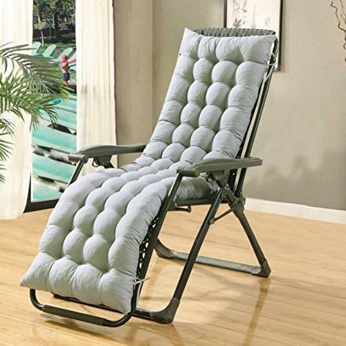 chengyu High Back Chaise Lounge Cushion HL 48 * 160 cm for Garden Sun Lounger Recliner (Gray)