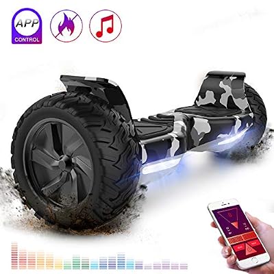 RCB Gyropode Tout Terrain Auto-équilibrant Scooter électrique Gyropode 8.5 '' Hummer Tout-Terrain construit en Bluetooth APP Bluetooth LED avec Moteur Puissant Cadeau pour Noël