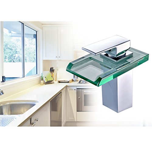 Auralum® Armatur LED RGB Glass Wasserhahn Waschtischarmatur für Bad/Badezimmer/Küchen - 4