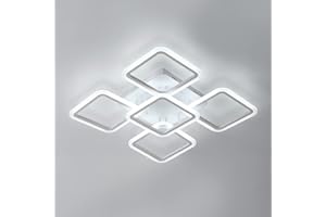 Osairous Lampadario Soffitto LED, 60CM Diametro Plafoniera LED in Acrilico, 90W Lampada da soffitto Moderno Paralume Quadrato per Soggiorno Camera da Letto Bianco Freddo 6500K, 8240lm