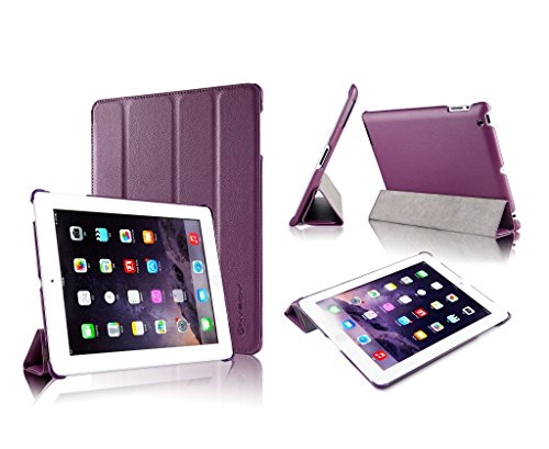 Invision® iPad 2 iPad 3 und iPad 4 Intelligente Hülle - Tolles Design - Magnetische Aufweck/Schlaf-Funktion - Hochwertiges PU-Leder (iPad 2 3 4 / Lila)