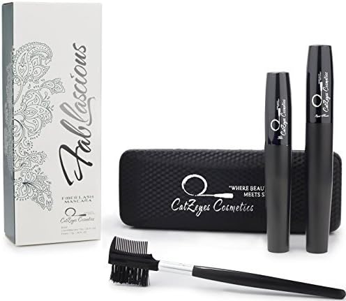 3D Fibre Lash Mascara for a Mesmerizing Natural Look - Set of Jet Black Lengthening Volumizing Fiber Mascara - Highest Quality for Sensitive Eyes - Clump Free - Smudge Proof - Sweat & Water Resistant